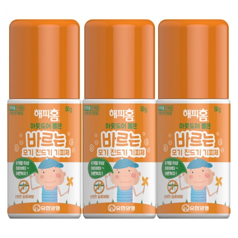 해피홈 아웃도어 롤온 모기 진드기 기피제 50gx3개 - 메인 이미지