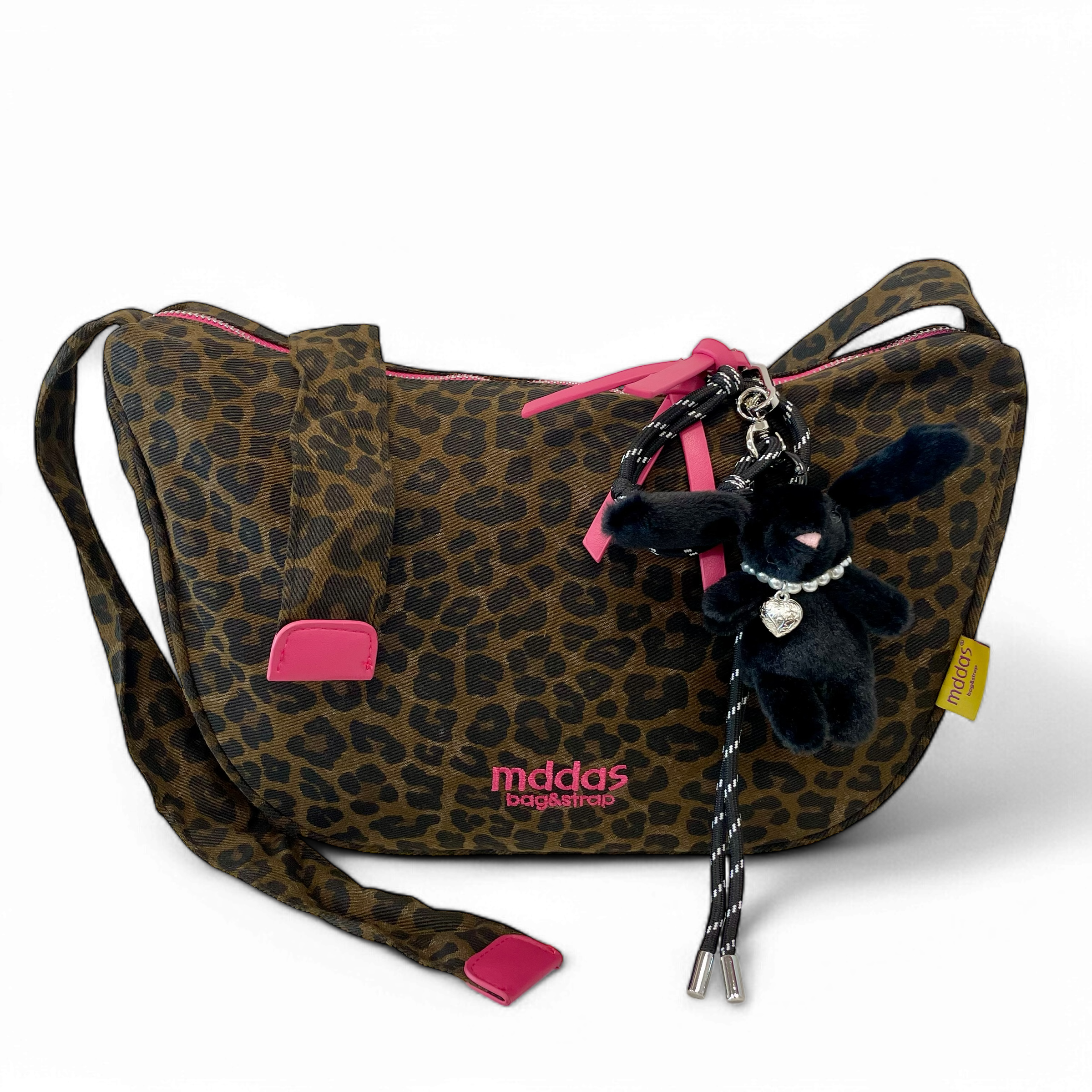 호피 여행용 반달 크로스백 가벼운 핸드폰 유럽여행가방 슬링백 보부상 크로스 캔버스 미니백