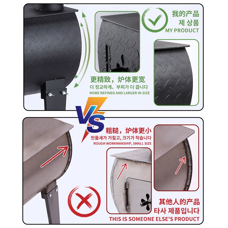 장작 주물 화목 만들기 시골 불멍 캠핑 연통 캠핑장 벽난로 난로 실내 패널 두께 4mm 50x35 난방 - 상세 이미지 3