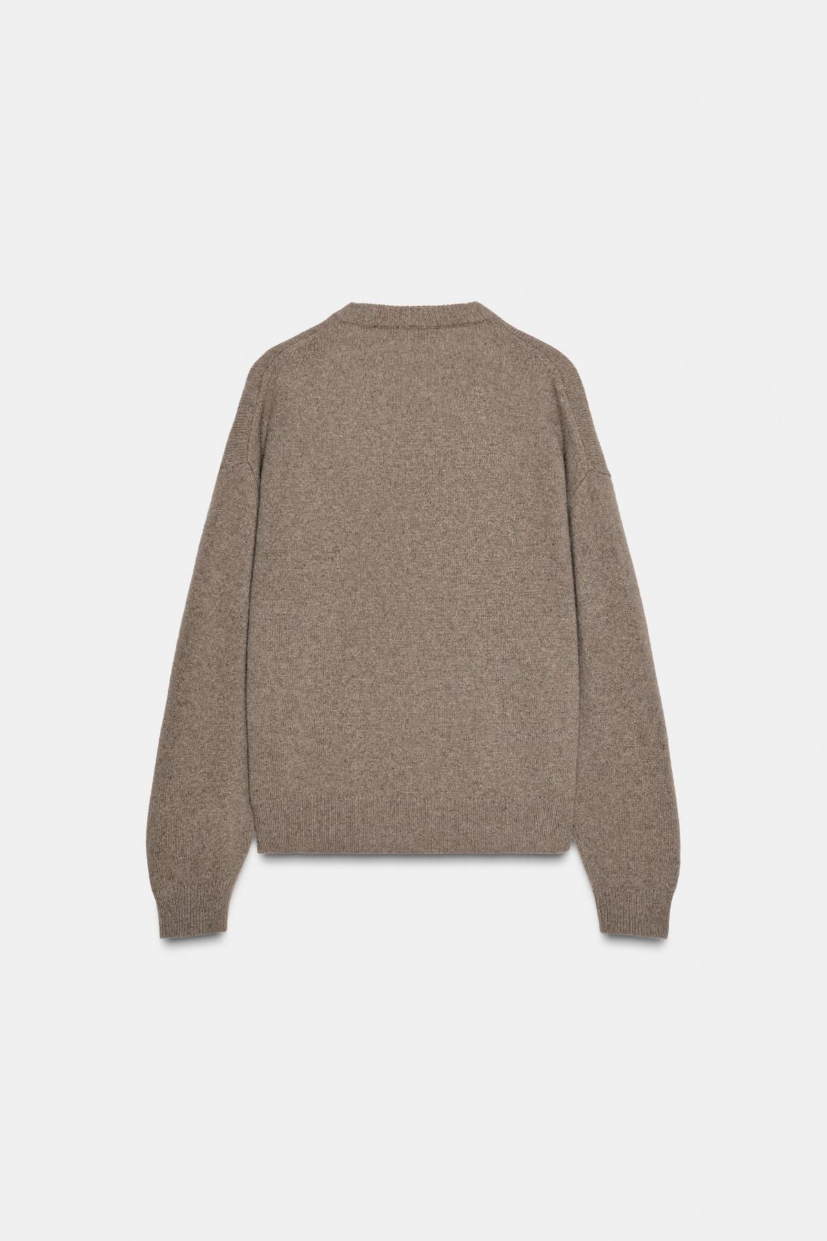 자라 프리미엄 캐시미어 울 브이넥 니트 스웨터 6771/147 BROWN / TAUPE - 상세 이미지 3