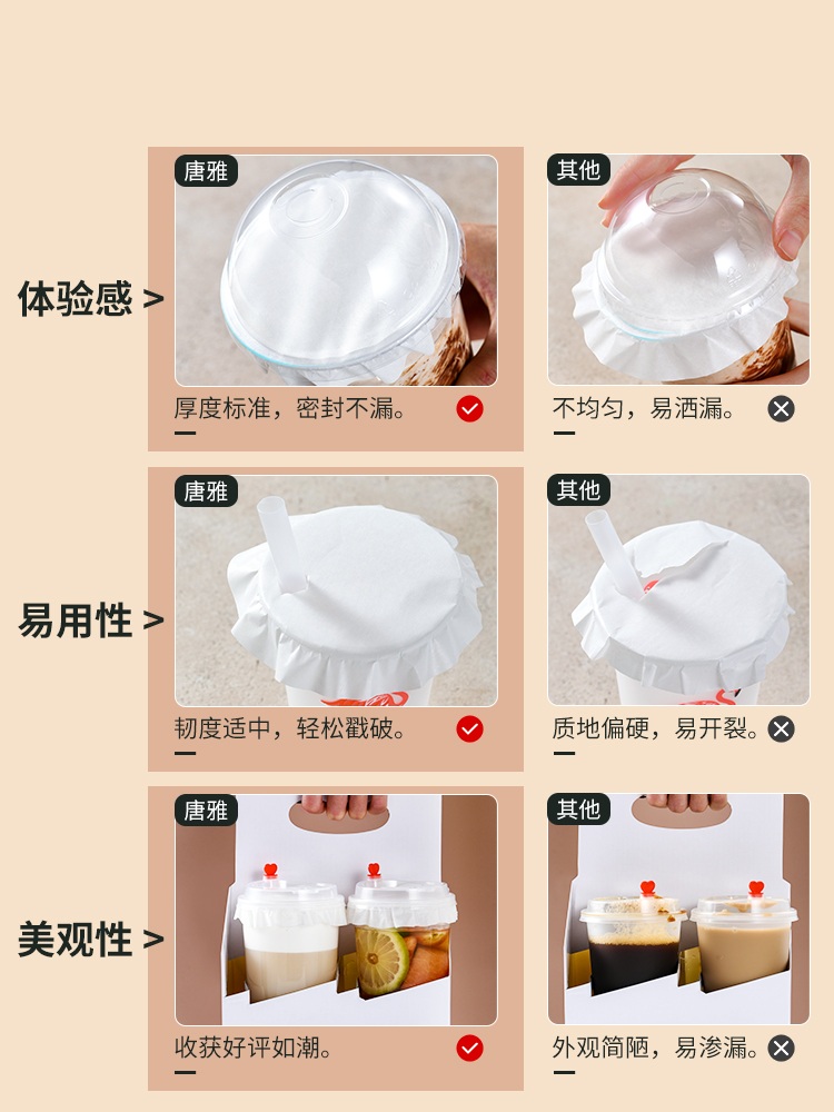 음료 테이크아웃 실링페이퍼 종이랩 음료포장 카페 업소용 컵실링 음료커버 포장 포장용 밀봉 11cm 원형 누수방지지 1000매 - 상세 이미지 3