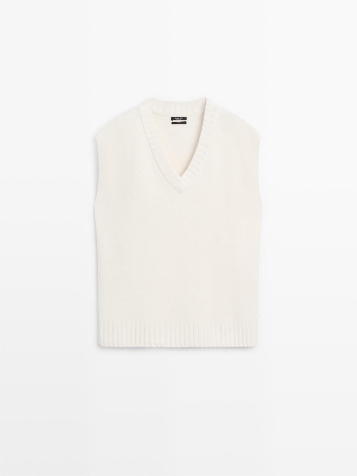 마시모두띠 프리미엄 울 브이넥 니트 베스트 아이보리 5821/921 OFF WHITE - 메인 이미지