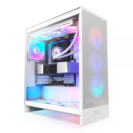 NZXT NZXT H7 Flow RGB V2 (매트 화이트) 미들타워 컴퓨터 PC 케이스