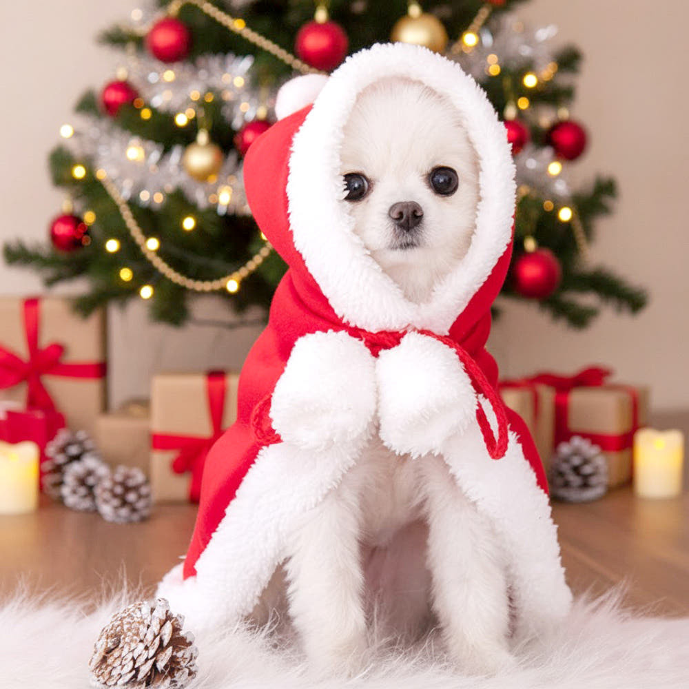 강아지 크리스마스 산타 후드 망토 겨울 성탄절 케이프 강아지옷