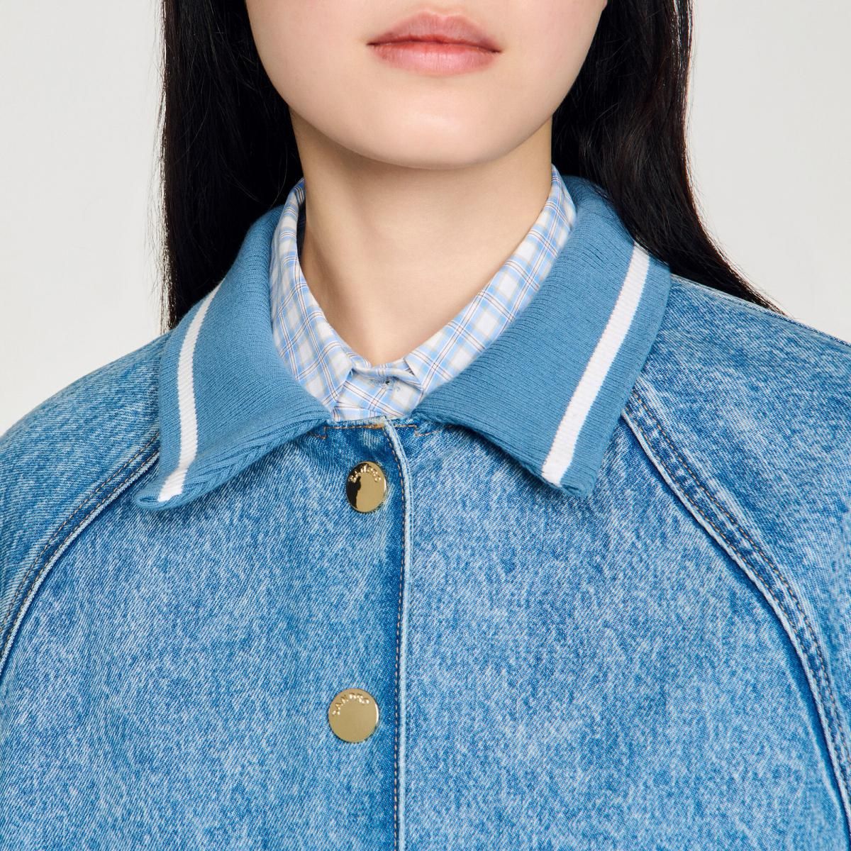 산드로 테크니컬 래글런 데님 재킷 포켓 SFPBL01290_4785 JEANSBLAU - 상세 이미지 5
