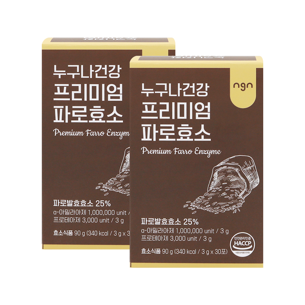 누구나건강 파로효소 발효 곡물 효소 100만 역가 수치 30포, 2개 - 상품 이미지
