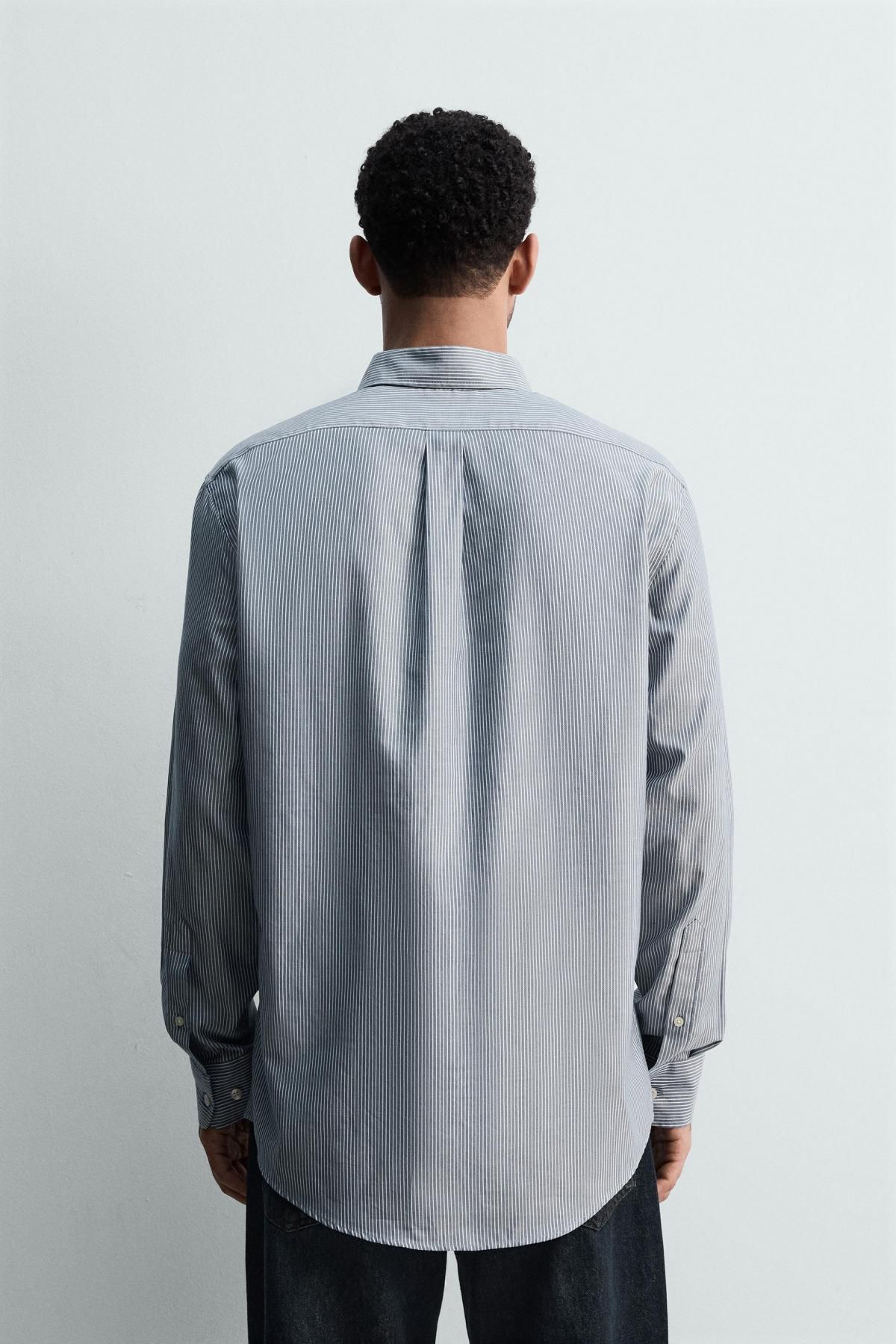 자라 스트라이프 레귤러핏 코튼 긴팔 셔츠 0975/381 STRIPED - 상세 이미지 4