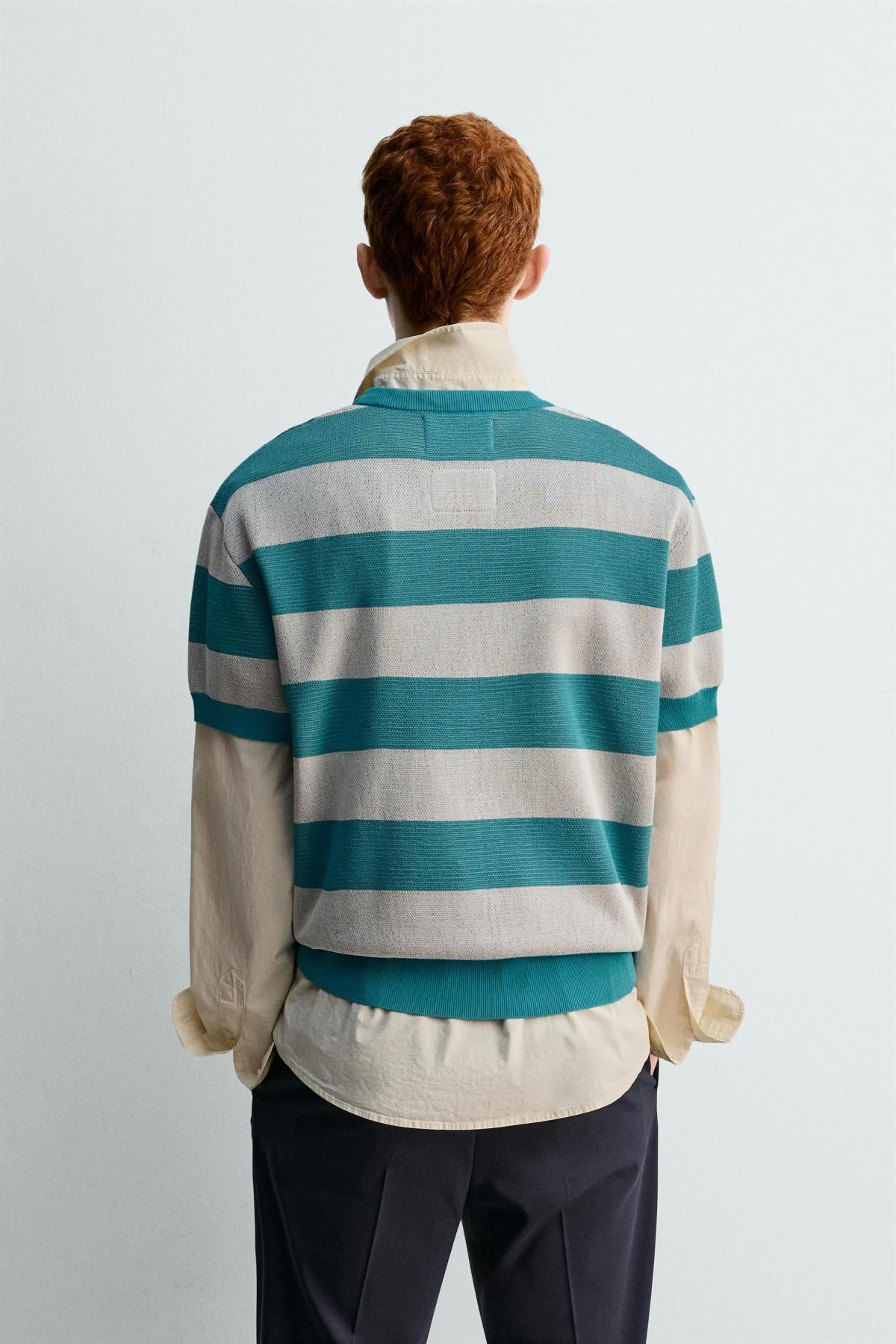 자라 피터팬 반팔 니트 티셔츠 X 해리 램버트 5755/341 LIGHT TURQUOISE - 상세 이미지 4