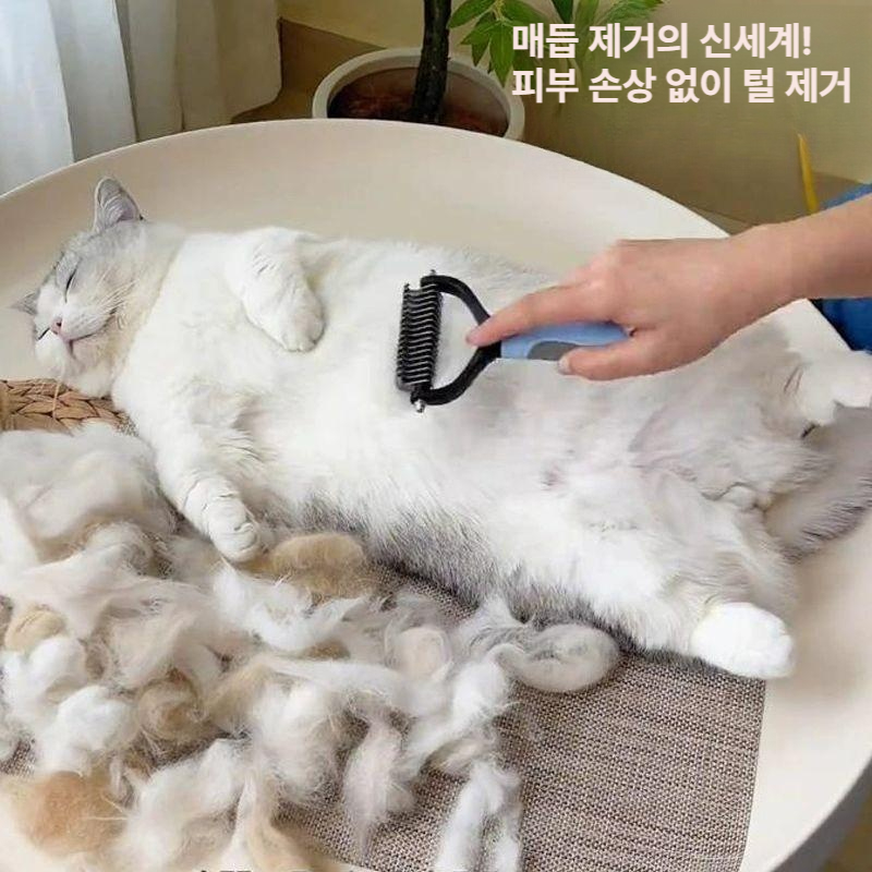 고양이 강아지 털 엉킴 제거 브 긴털 청소용 애완동물 털관리 블루 대형 - 상세 이미지 2