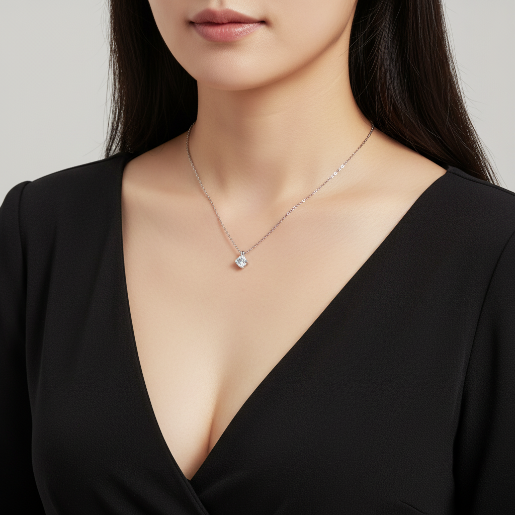 3부 다이아 몬드 고급 18K 목걸이 GIA 천연 프로포즈 4프롱 윈터 예물 기념일 선물 - 상세 이미지 5