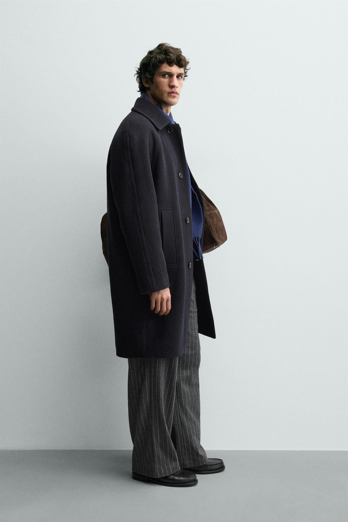 자라 울블렌드 싱글코트 남성 오버핏 3046/445 NAVY BLUE - 상세 이미지 5
