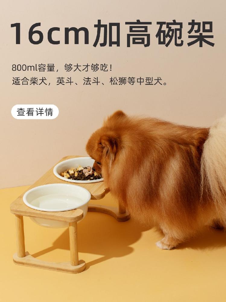 세라믹 강아지 대형견 그릇 사료 고양이 밥그릇 식기 도자기 짙은 녹색 더블+더블 루오 랙 1600ml/28cm (대형/중형견) - 상세 이미지 3