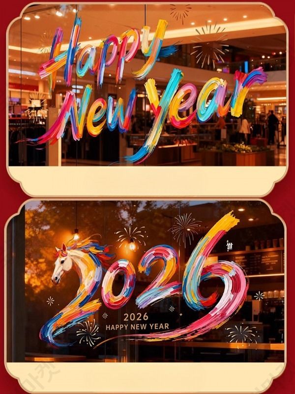 2026년 대형 창문스티커 신년 새해 유리 시트지 투명 - 상세 이미지 4