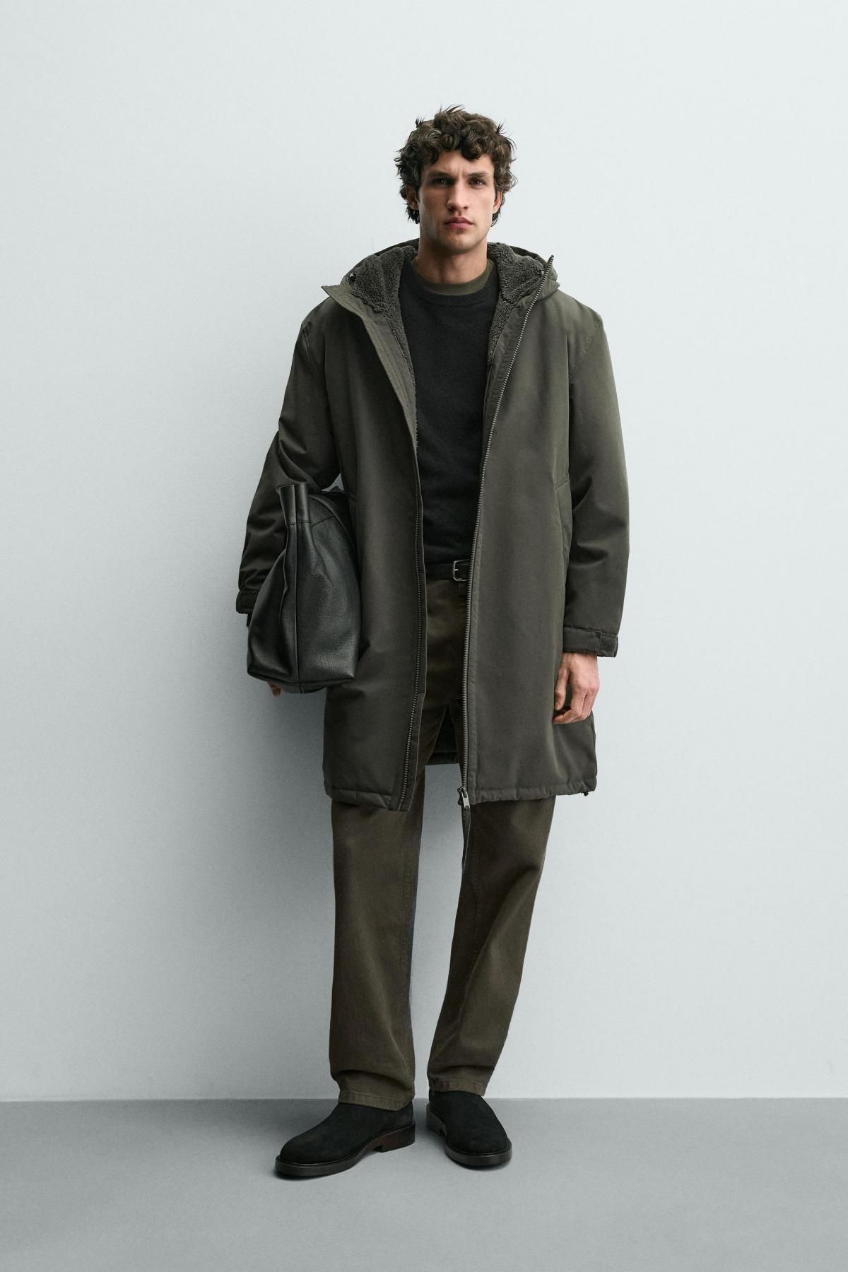 자라 테크니컬 퀼팅 후드 롱 자켓 8574/455 KHAKI - 상세 이미지 2