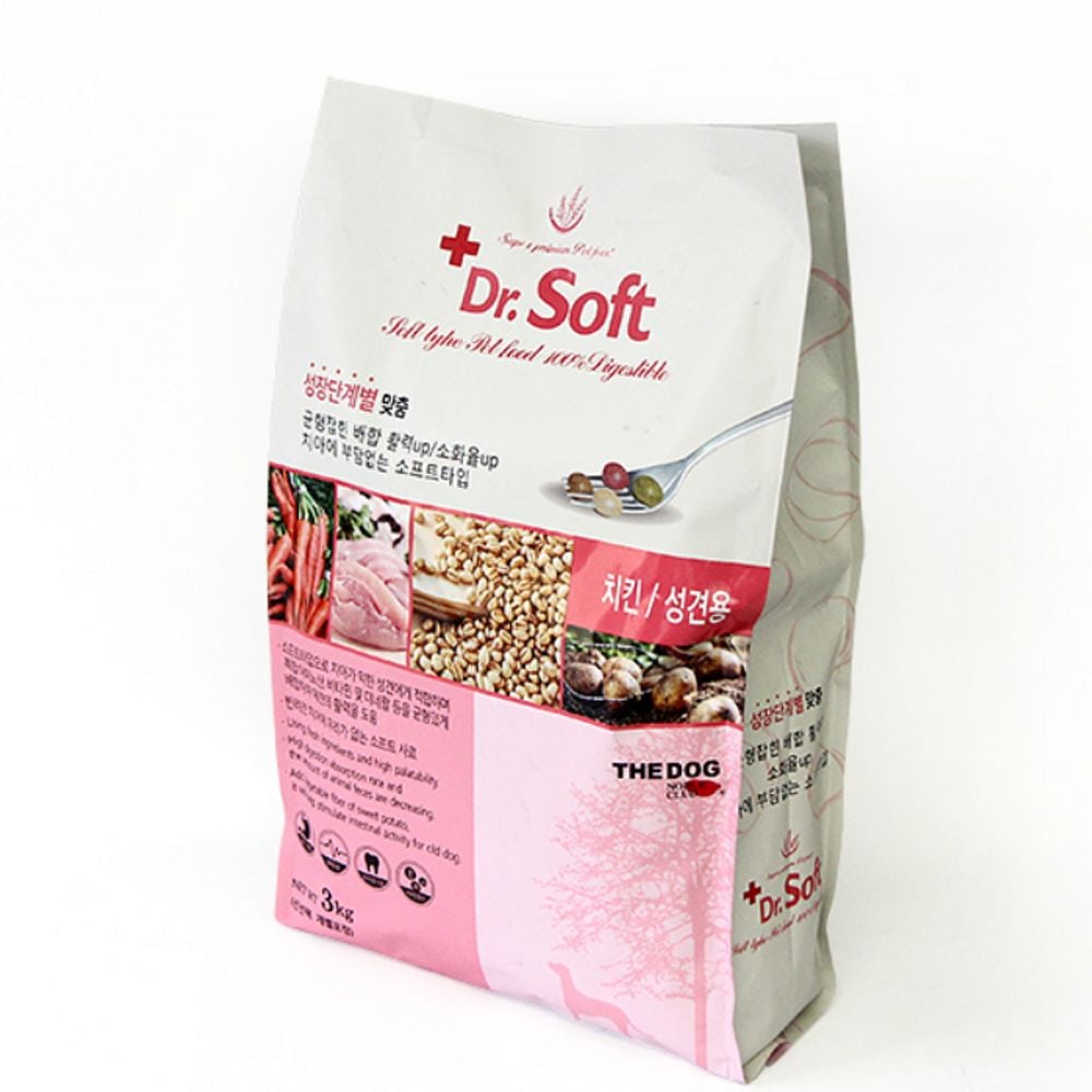 강아지 애견 닥터소프트 치킨 성견용 소프트사료 3kg - 상품 이미지