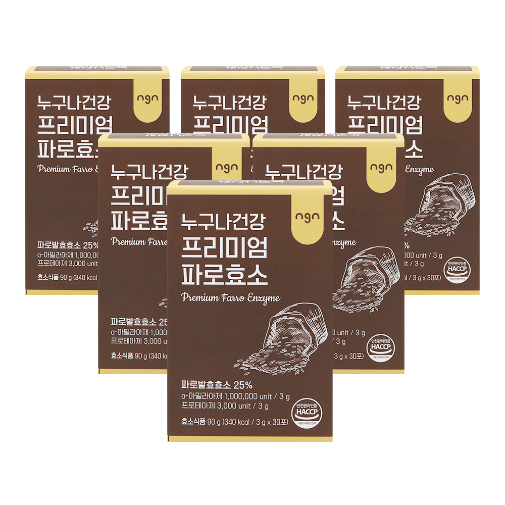 누구나건강 파로효소 발효 곡물 효소 100만 역가 수치 30포, 6개 - 상품 이미지