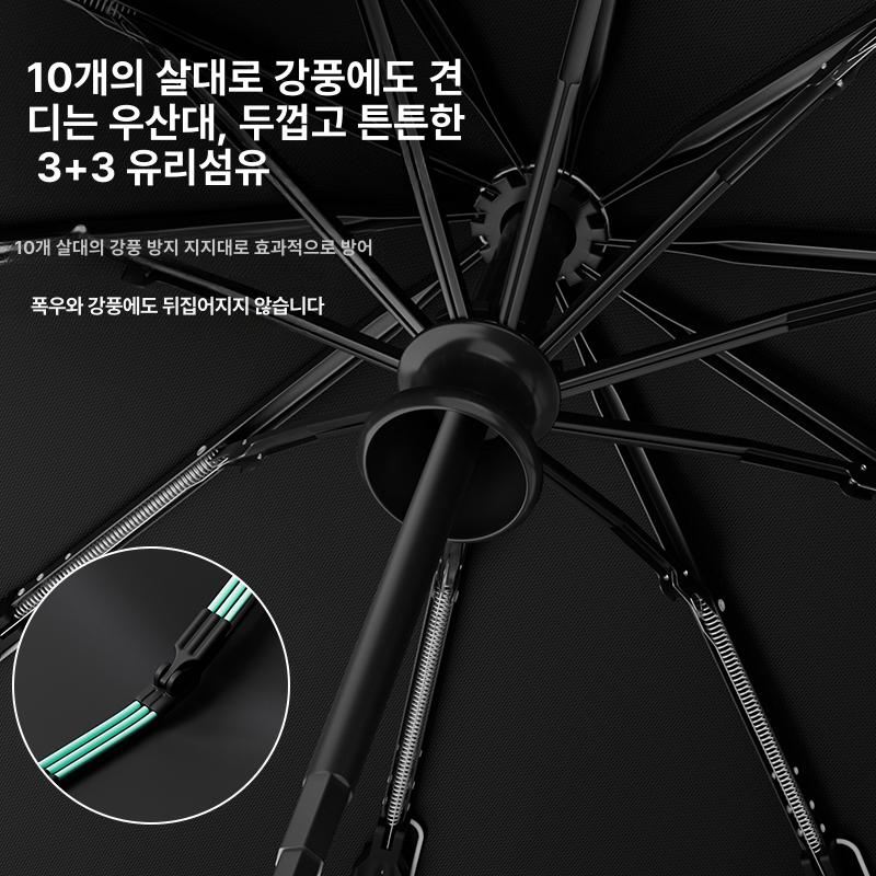 대형 자동 접이식 우산 남녀공용 강풍 방수 두꺼운 휴대용 우양산 킹스맨 오로라화이트 고효율자외선차단 - 상세 이미지 5