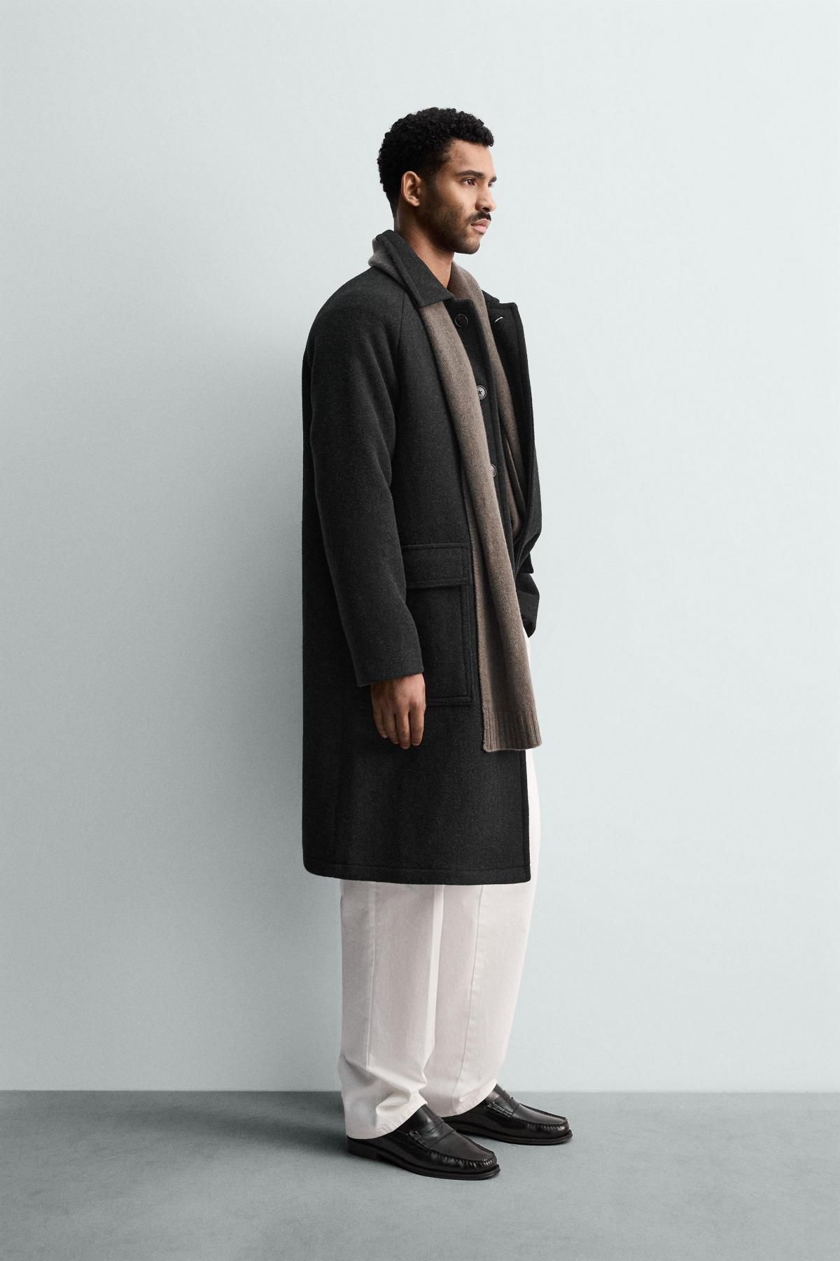 자라 테크니컬 울 블렌드 싱글 코트 포켓 8281/400 ANTHRACITE GREY - 상세 이미지 5