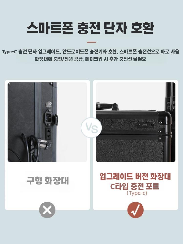 메이크업가방 LED 전문가용 화장품 보관함 20인치 2단 블랙 - 상세 이미지 5