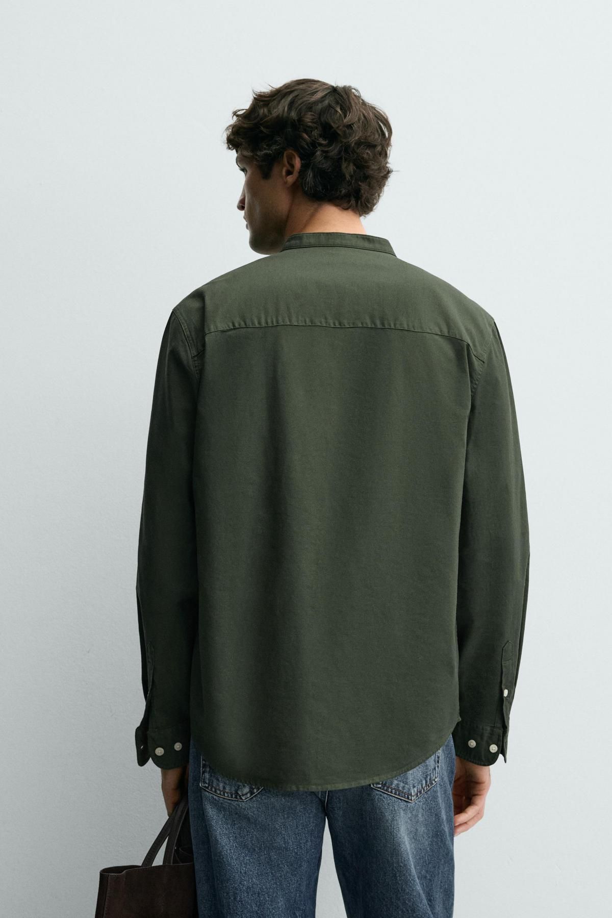 자라 밴드카라 옥스포드 긴팔 셔츠 1618/400 KHAKI - 상세 이미지 4