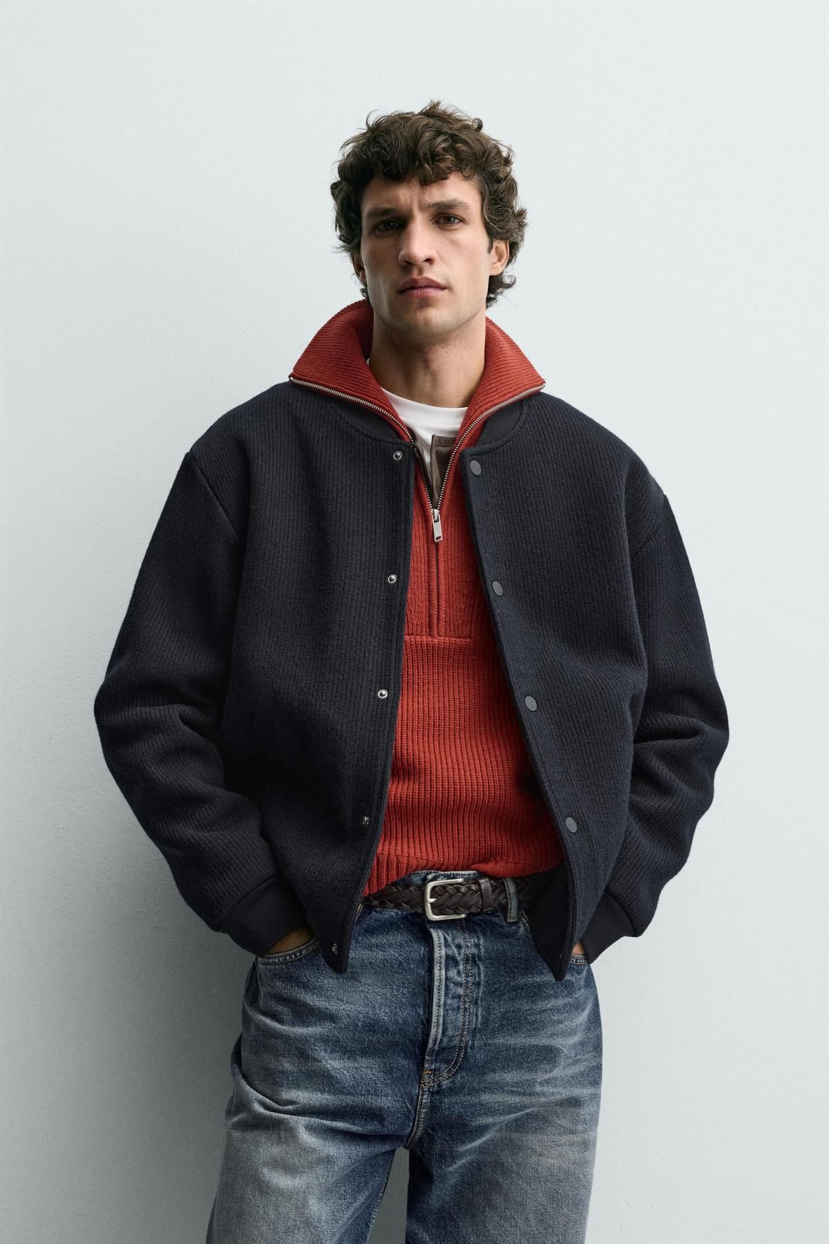 자라 테크니컬 릴렉스핏 골지 봄버 재킷 2878/316 NAVY BLUE - 상세 이미지 3