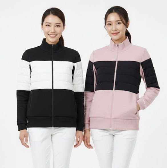 볼빅 여성 겨울 울니트 다운결합 골프웨어 구스다운 니트 패딩점퍼 - 상품 이미지