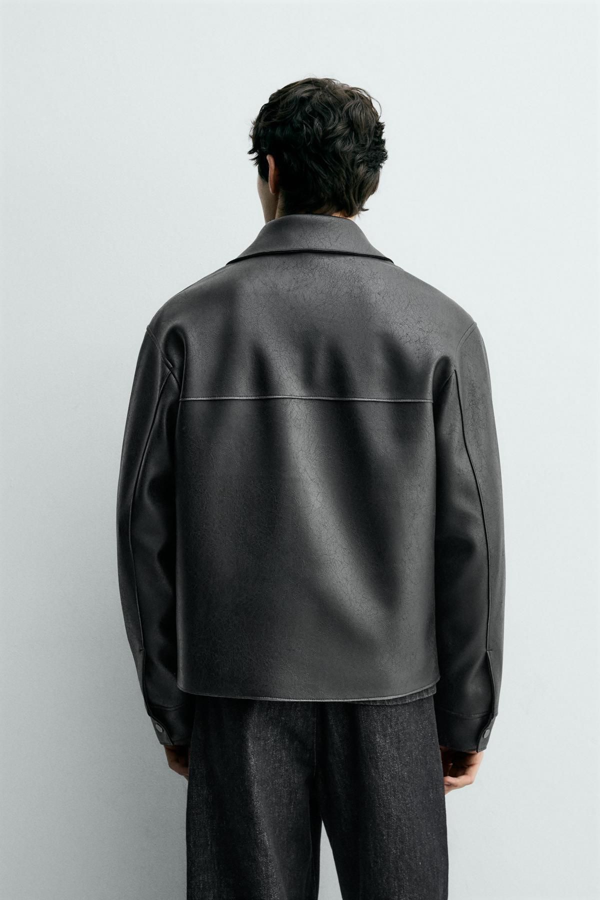 자라 테크니컬 레더 이펙트 블랙 집업 재킷 0155/752 BLACK - 상세 이미지 4