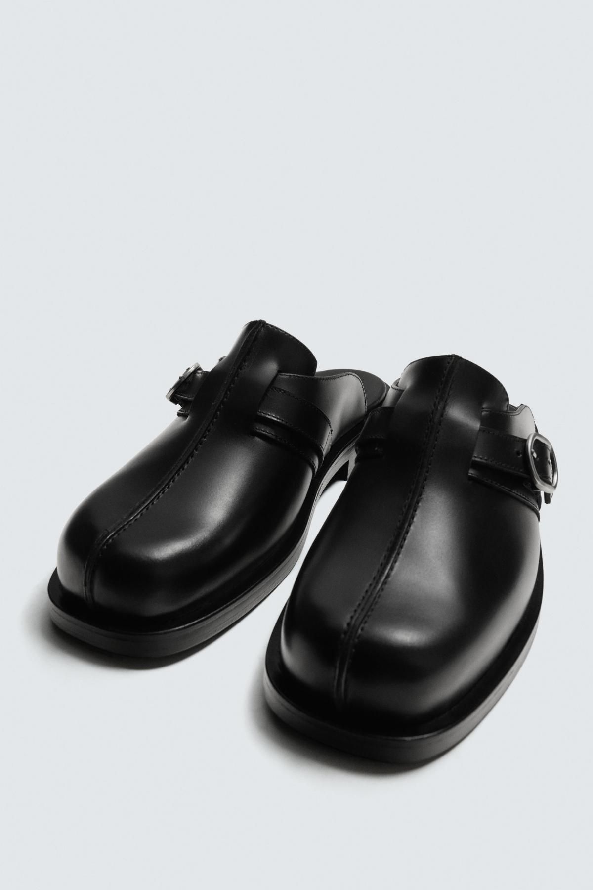 자라 프리미엄 레더 버클 클로그 뮬 블랙 2480/720 BLACK - 상세 이미지 5