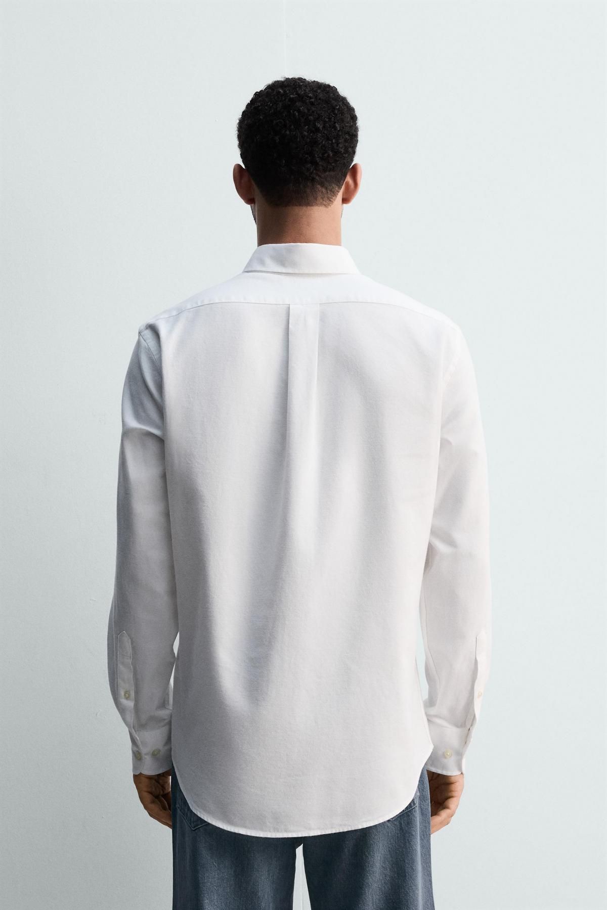 자라 베이직 워싱 텍스처 옥스포드 긴팔 셔츠 0975/495 WHITE - 상세 이미지 4