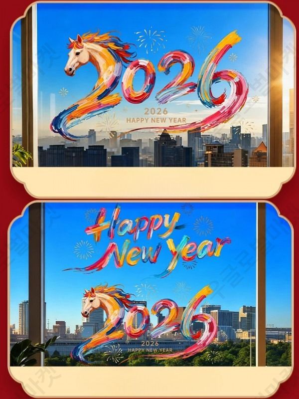 2026년 대형 창문스티커 신년 새해 유리 시트지 투명 - 상품 이미지