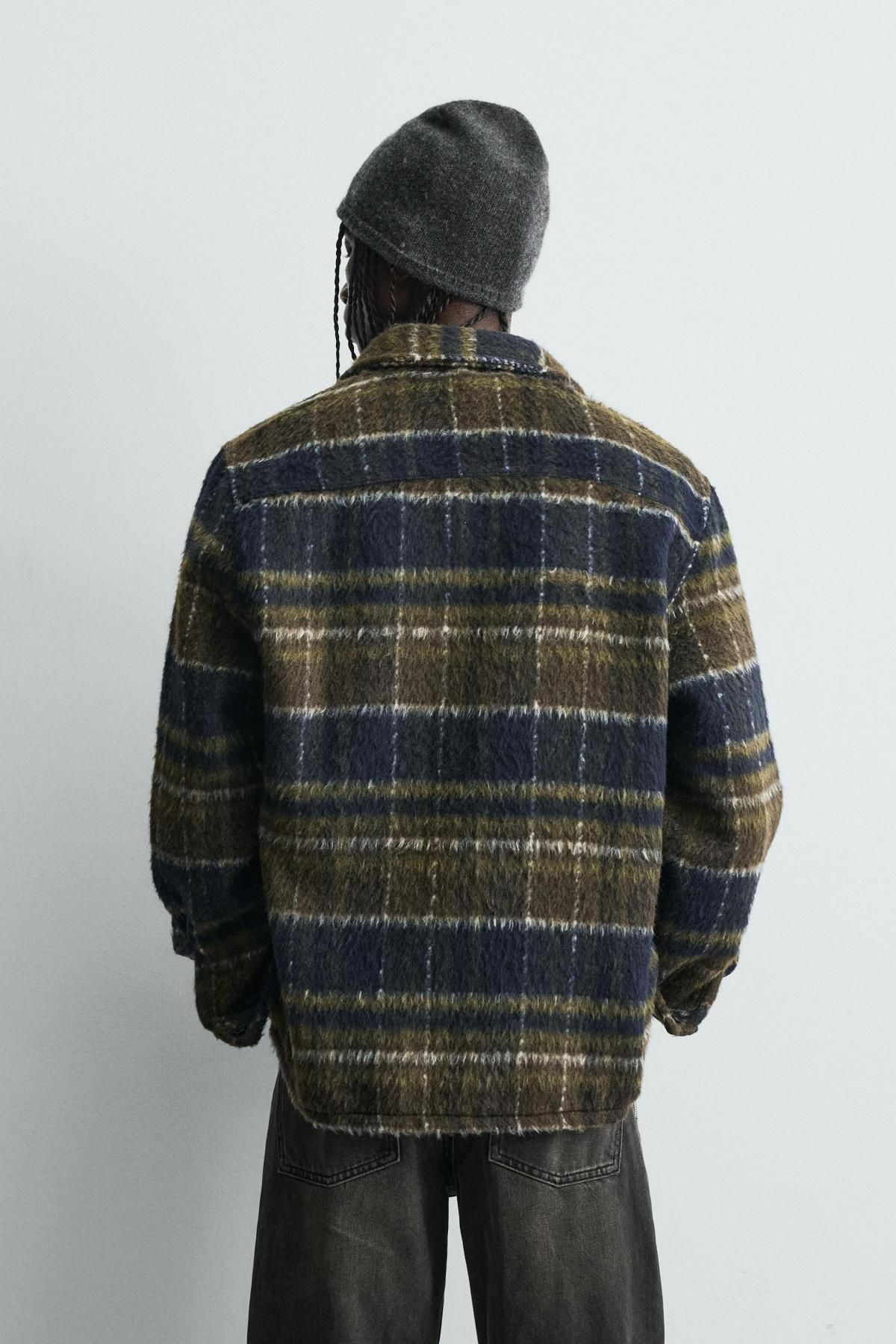 자라 테크니컬 퍼 체크 오버셔츠 3715/713 DARK BROWN - 상세 이미지 4