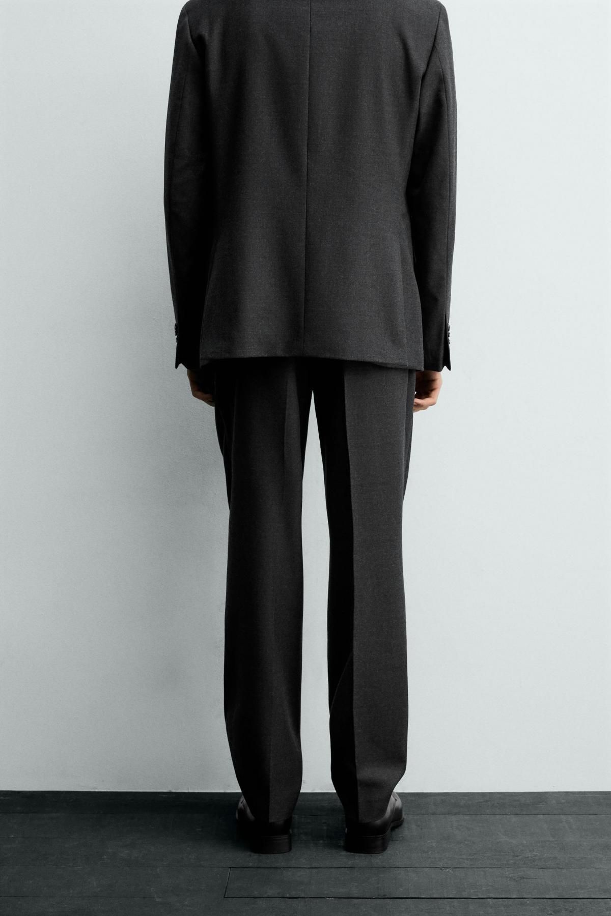 자라 프리미엄 울 플란넬 레귤러핏 수트 팬츠 7380/607 ANTHRACITE GREY - 상세 이미지 3