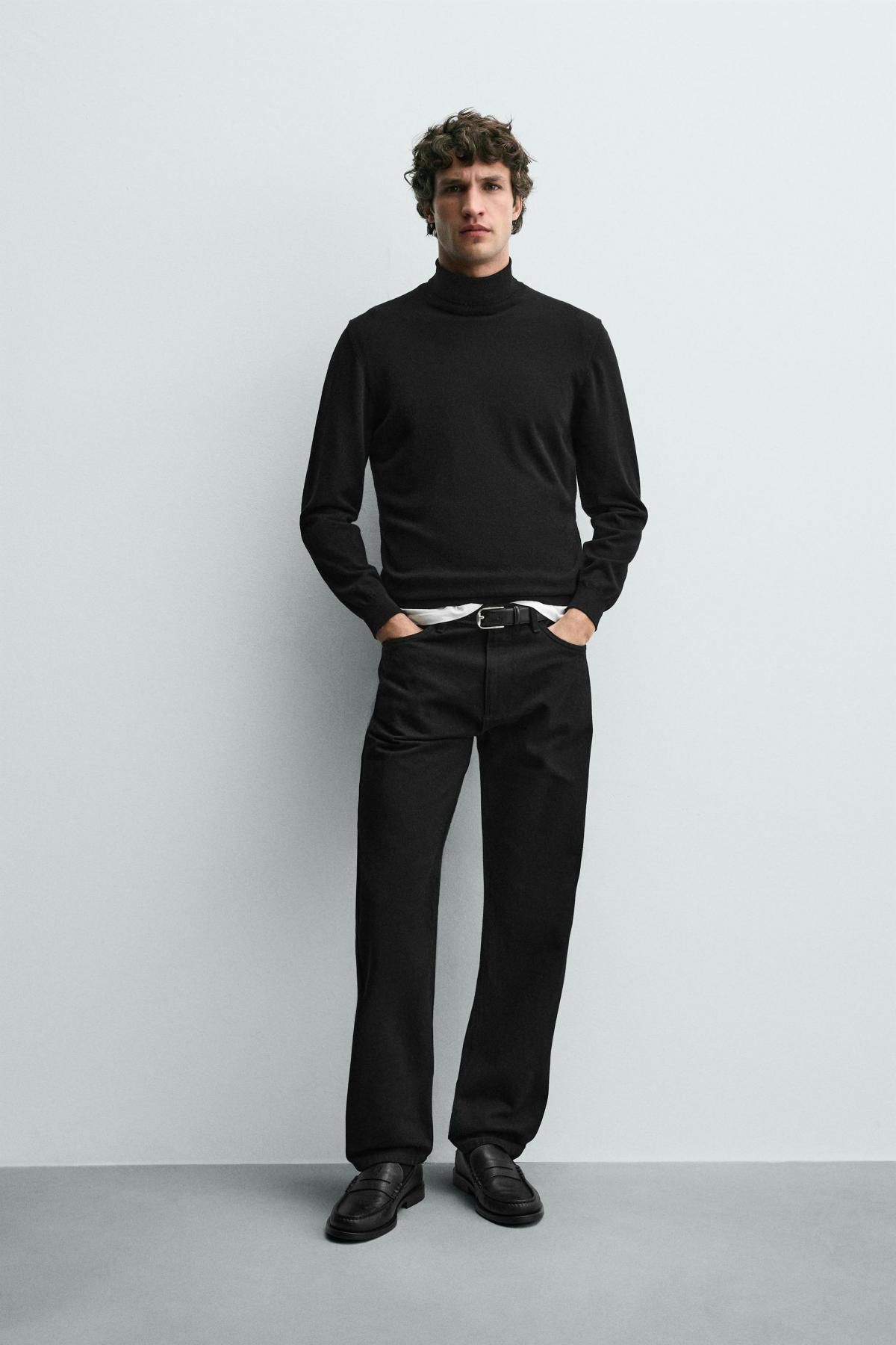자라 베이직 블랙 코튼 레귤러핏 팬츠 6508/641 BLACK - 상세 이미지 2