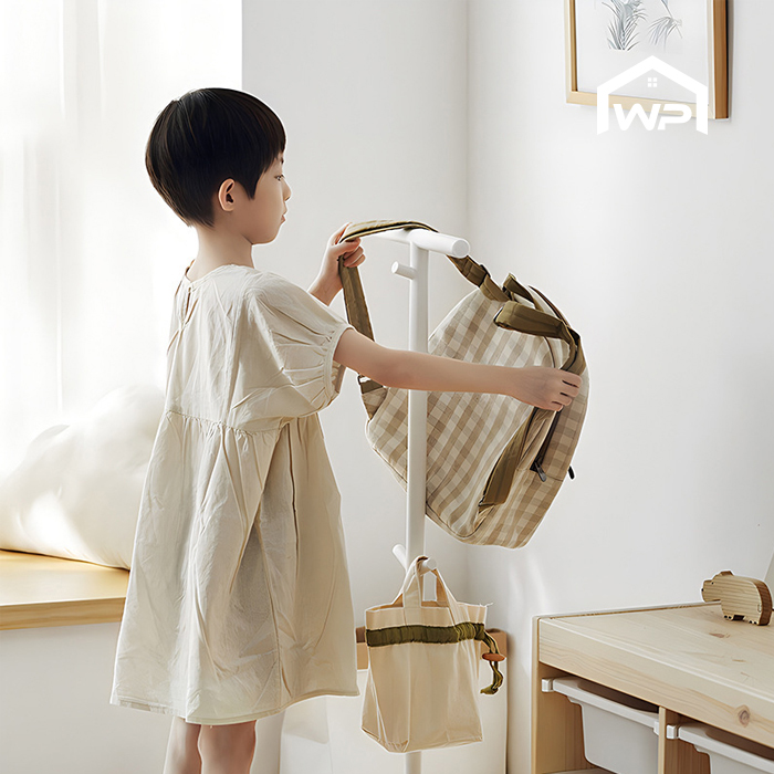 책가방걸이 미니 스탠드 행거 가방정리 거치대 학생방 수납 스톤화이트, 1개