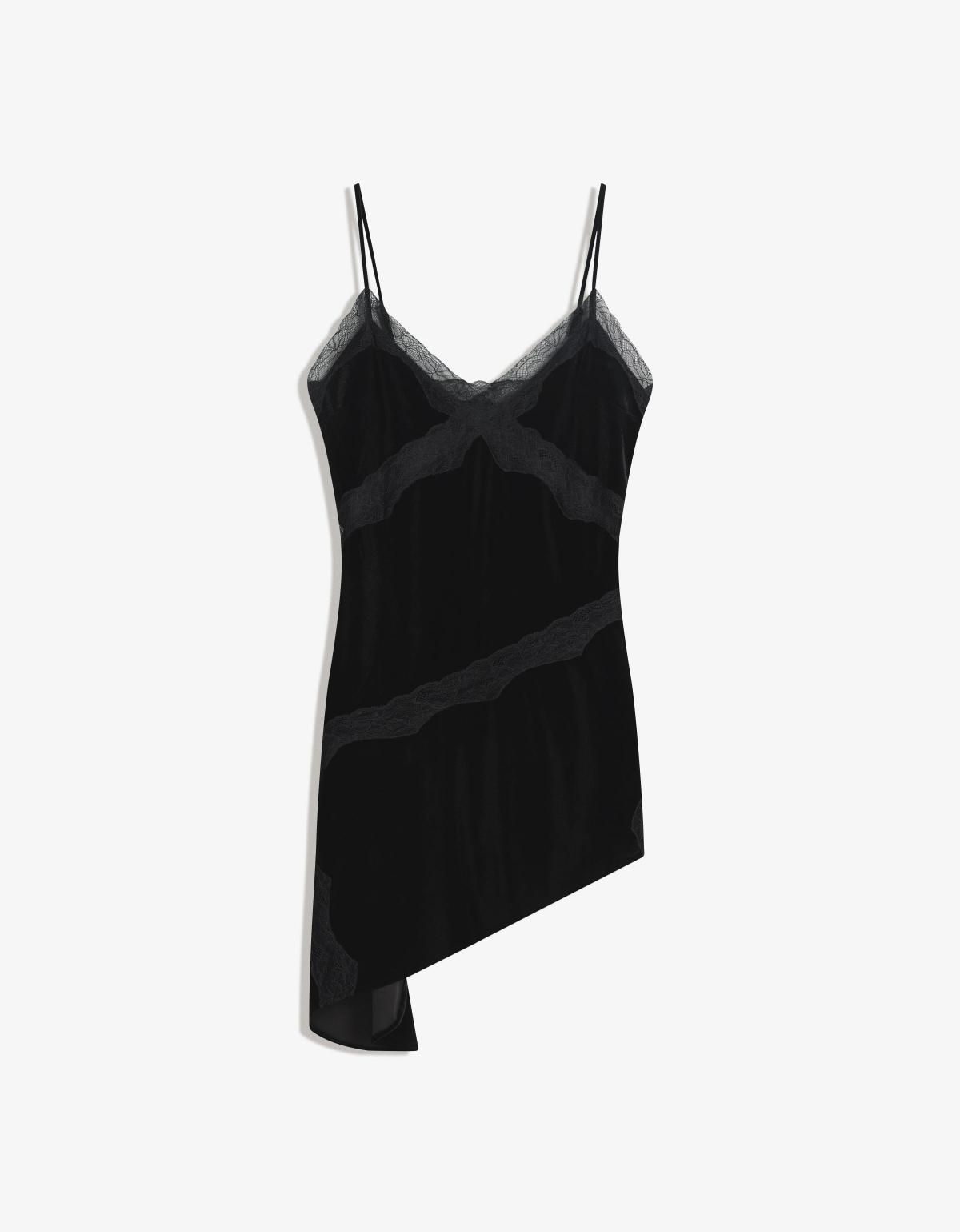 버쉬카 벨벳 레이스 언밸런스 미니 원피스 5875/662 BLACK - 메인 이미지