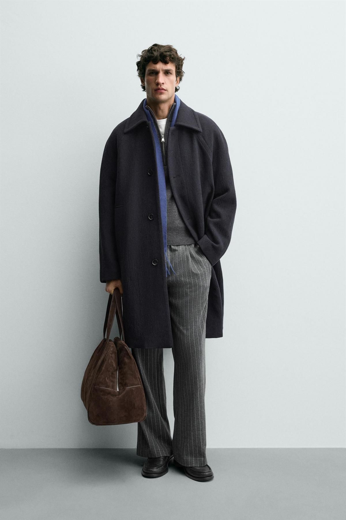 자라 울블렌드 싱글코트 남성 오버핏 3046/445 NAVY BLUE - 상세 이미지 2