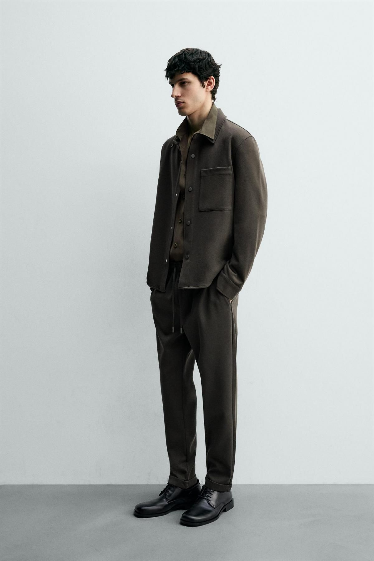 자라 컴포트 논아이론 조거 웨이스트 팬츠 0347/890 GREEN MARL - 상세 이미지 4