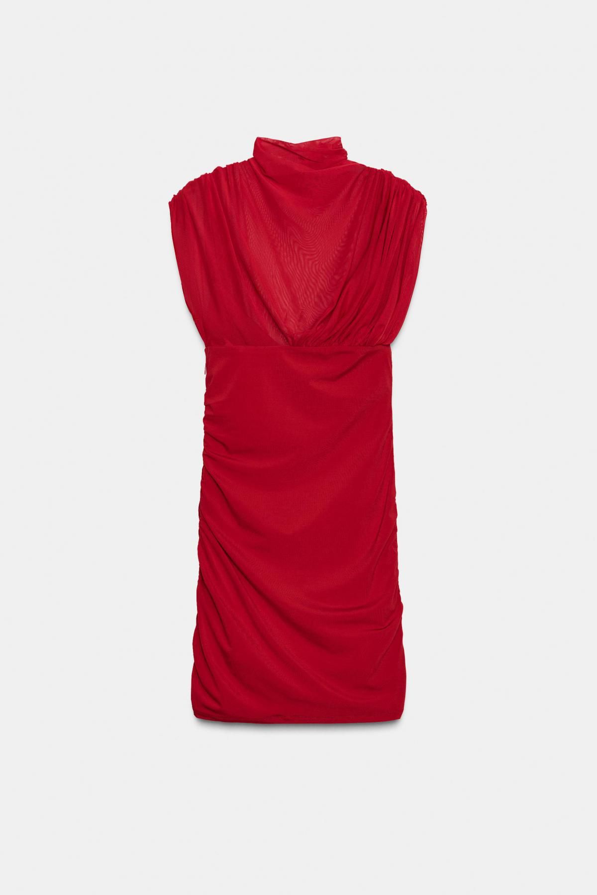 자라 레드 메쉬 하이넥 미니 원피스 3067/260 BRIGHT RED - 메인 이미지