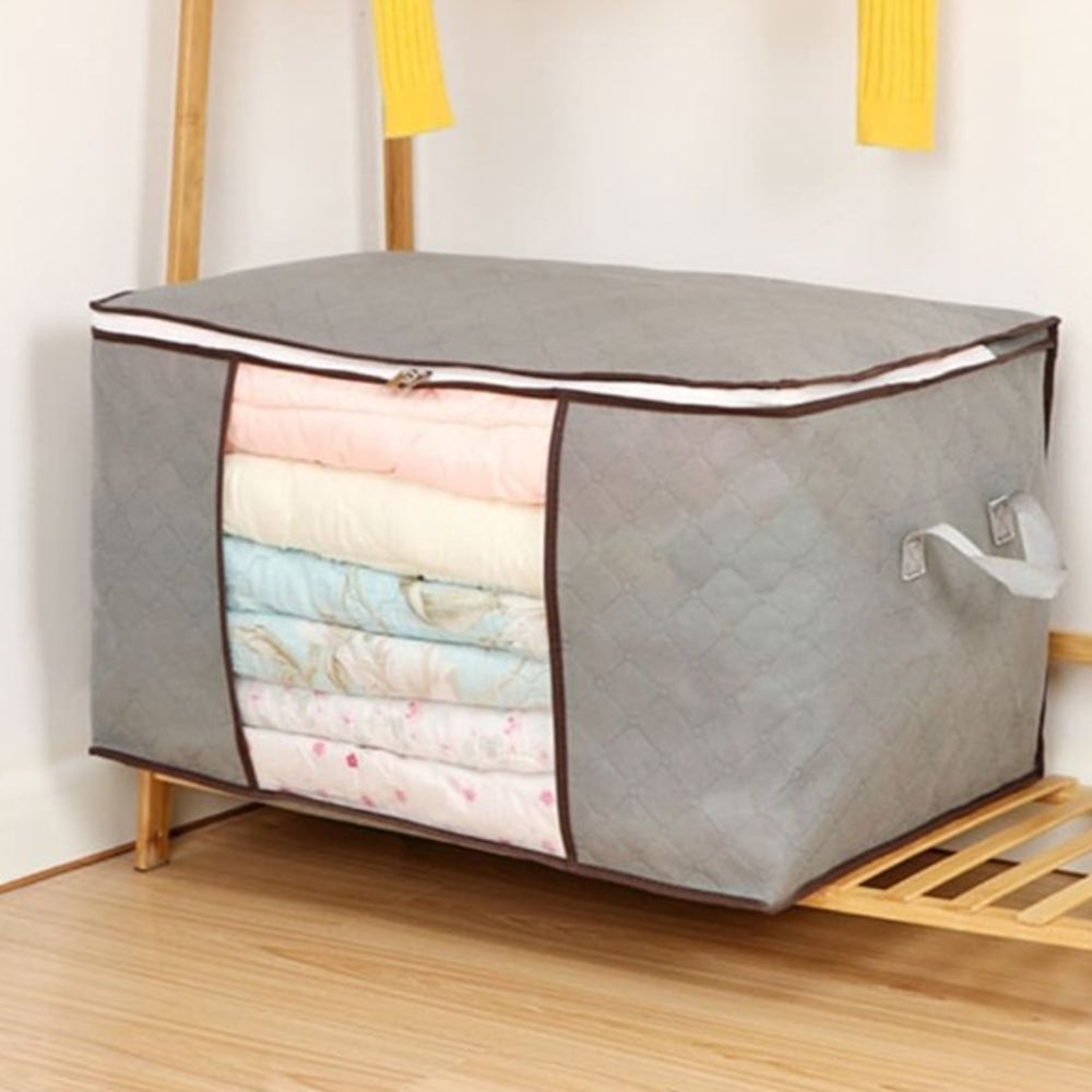 이불가방 겨울패딩 부직포 이불보관 파우치 대 회색 - 상품 이미지