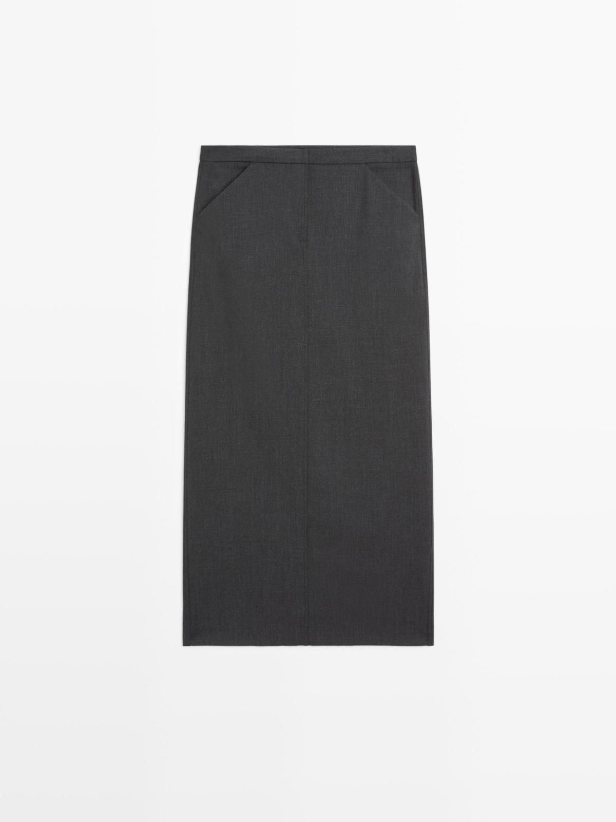 마시모두띠 울블렌드 스트레이트 미디 스커트 포켓 5278/505 GREY - 상세 이미지 5