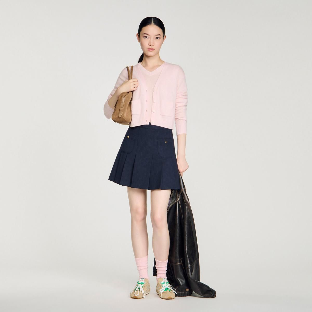 산드로 프리미엄 캐시미어 울 핑크 크롭 가디건 SFPCA01387_610 BLASS-ROSA - 상세 이미지 2