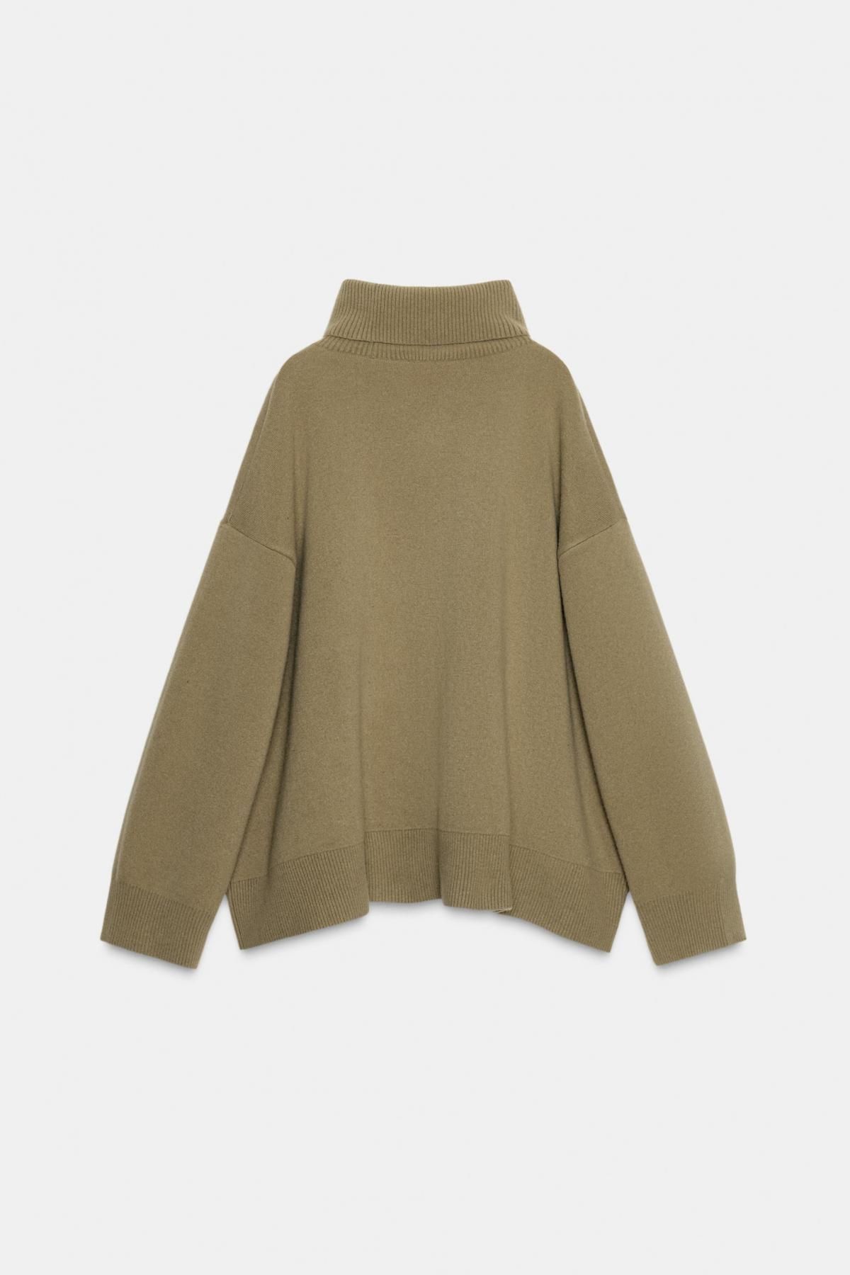 자라 오버사이즈 하이넥 울 니트 스웨터 2893/130 GREENISH - 상세 이미지 3