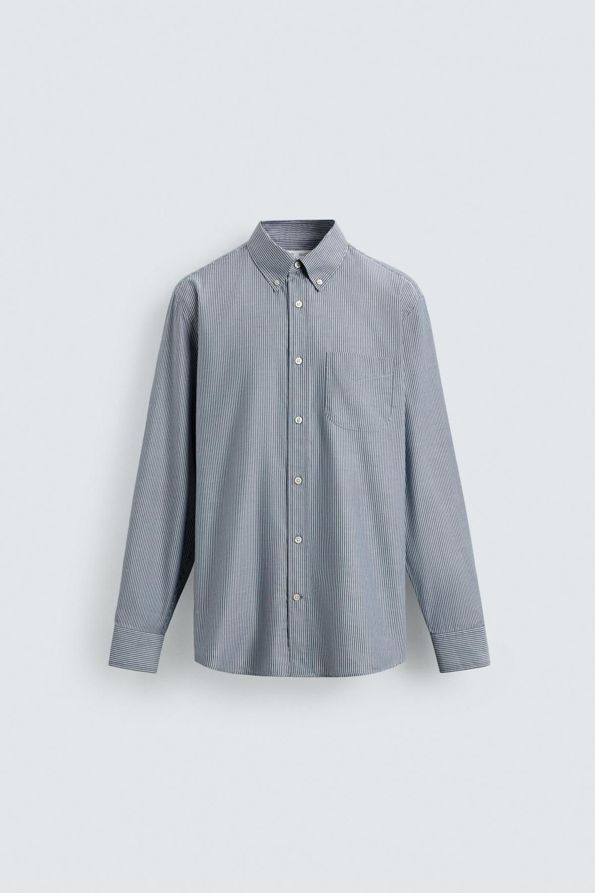 자라 스트라이프 레귤러핏 코튼 긴팔 셔츠 0975/381 STRIPED - 상품 이미지