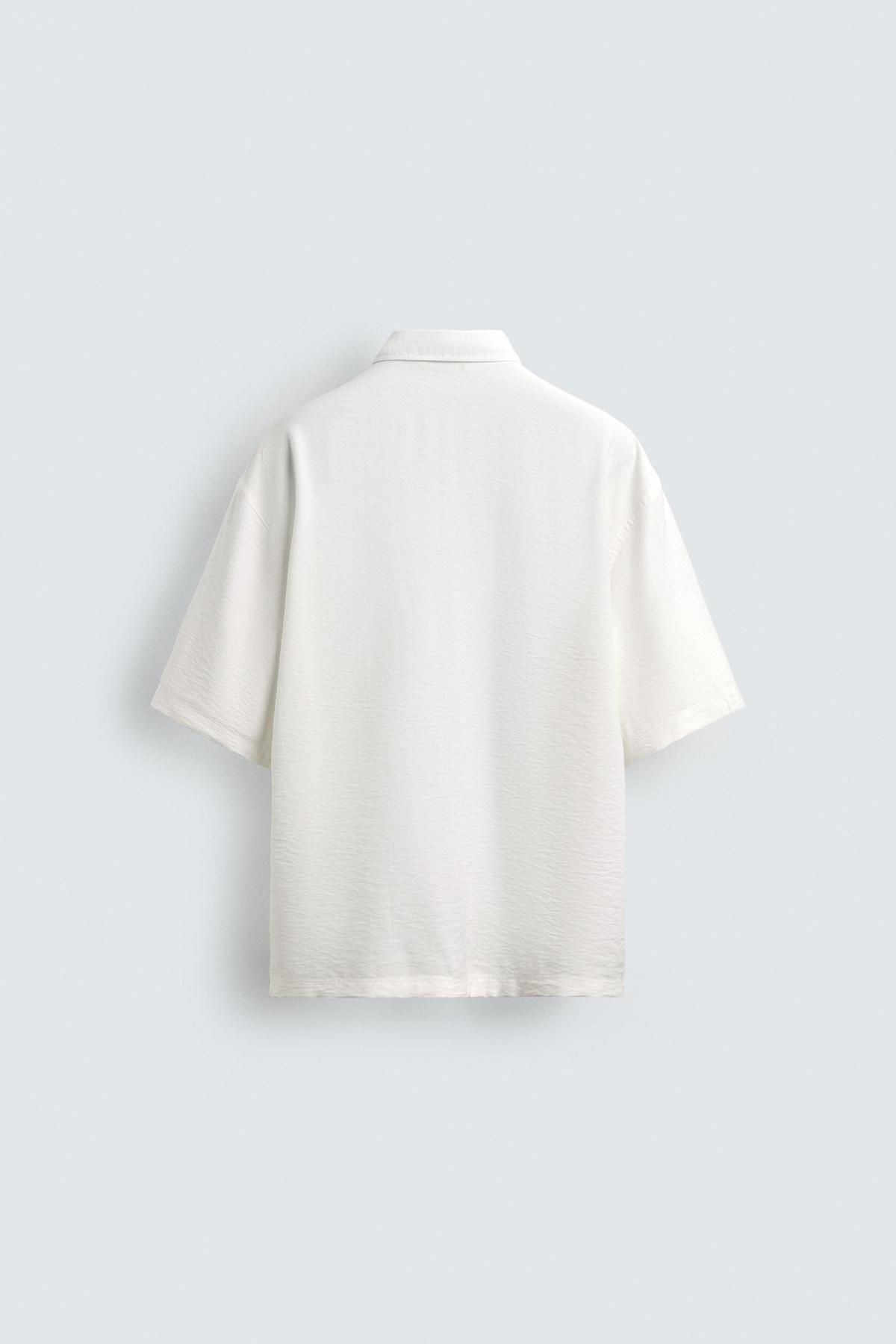 자라 테크니컬 자수 오버핏 반팔 셔츠 7545/430 WHITE - 상세 이미지 2
