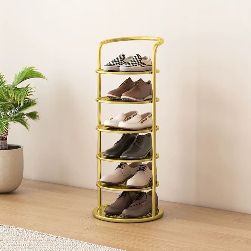 좁은현관 미니 철제 다용도 슬림 수납 선반 다층 신발 수납장 개인 추천-라운드 6단 화이트