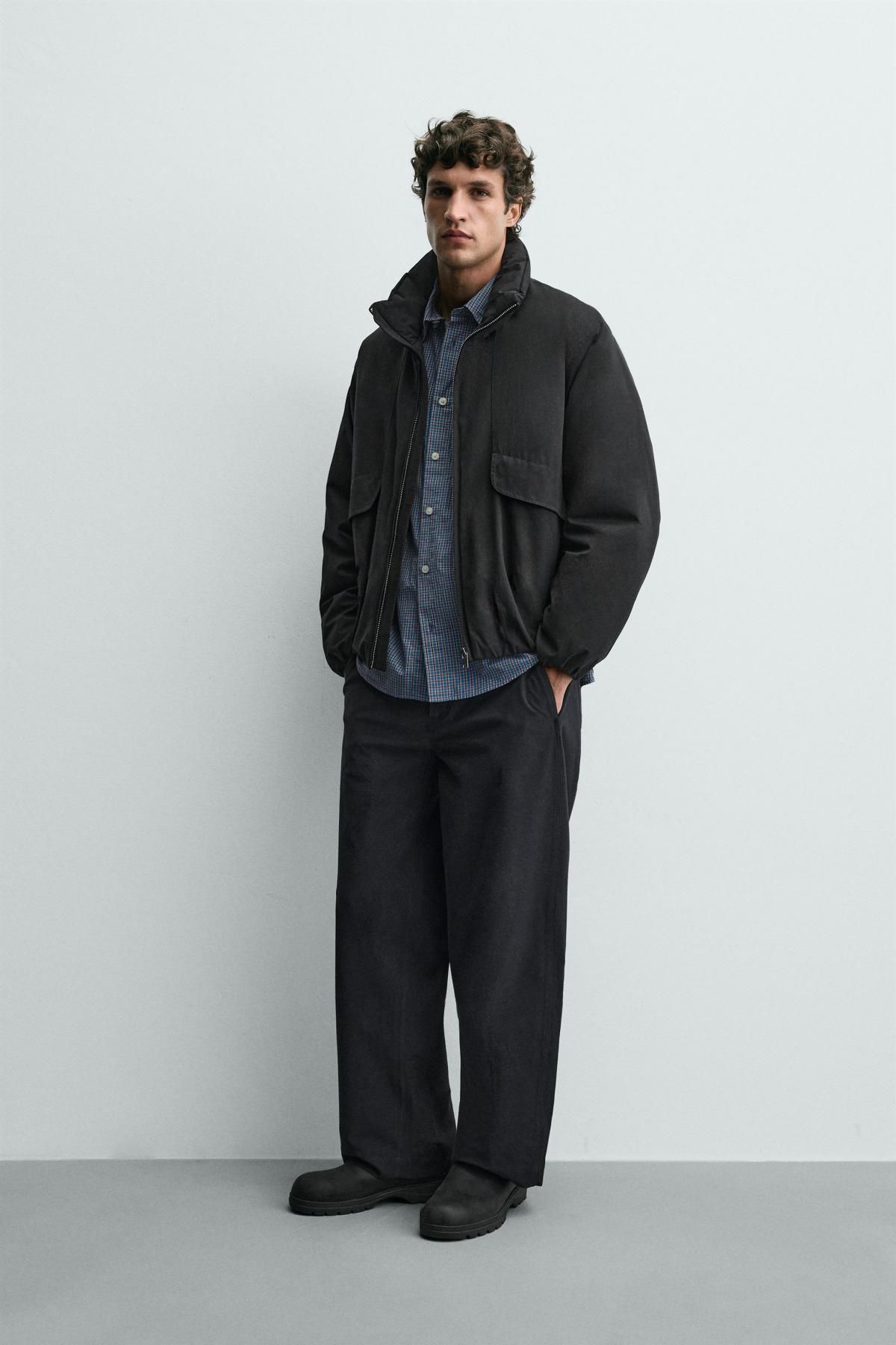 자라 테크니컬 박시핏 블랙 패딩 재킷 3046/405 DARK ANTHRACITE - 상세 이미지 2