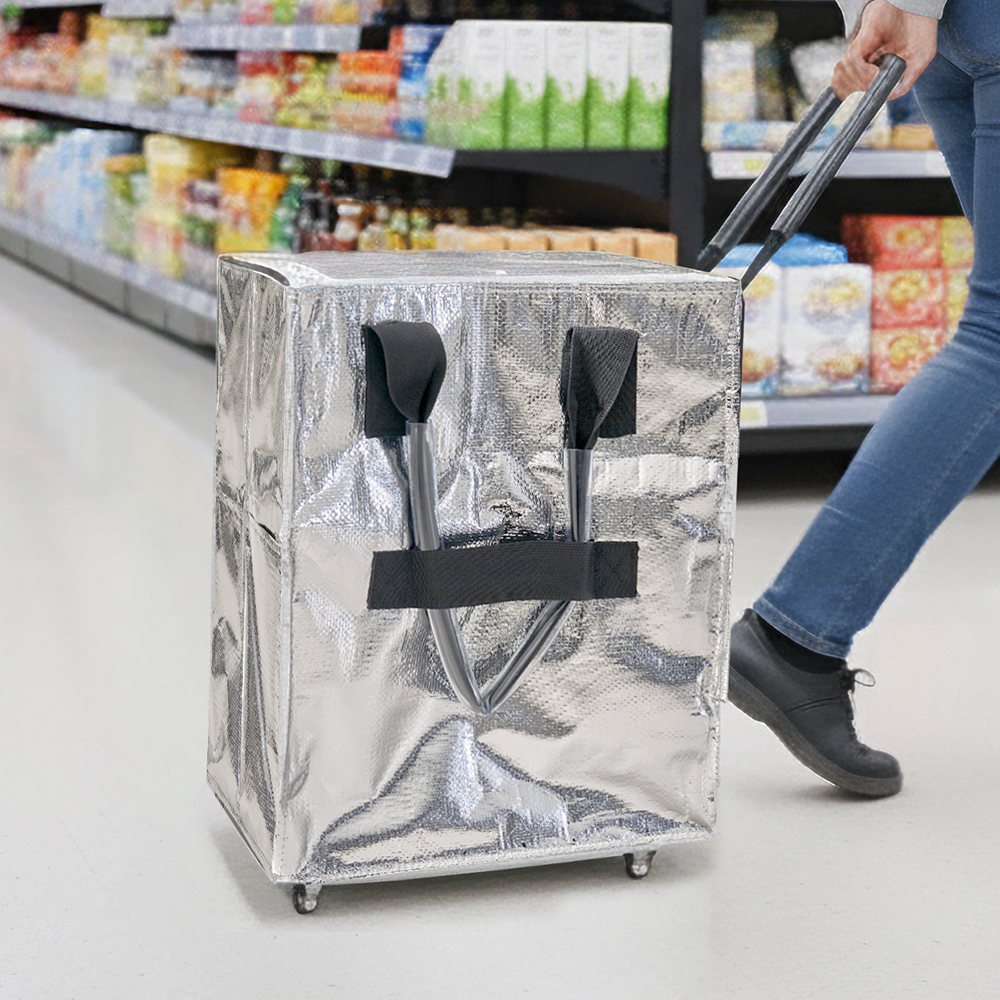 시장바구니 캐리어 바퀴달린 장바구니 접이식 롤링카트 롤링 토트백 L(대형), 실버 제품 이미지