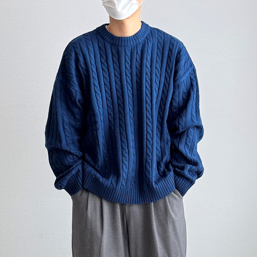케이블꽈배기니트 보들오버핏티 긴팔 상의 - 상세 이미지 5