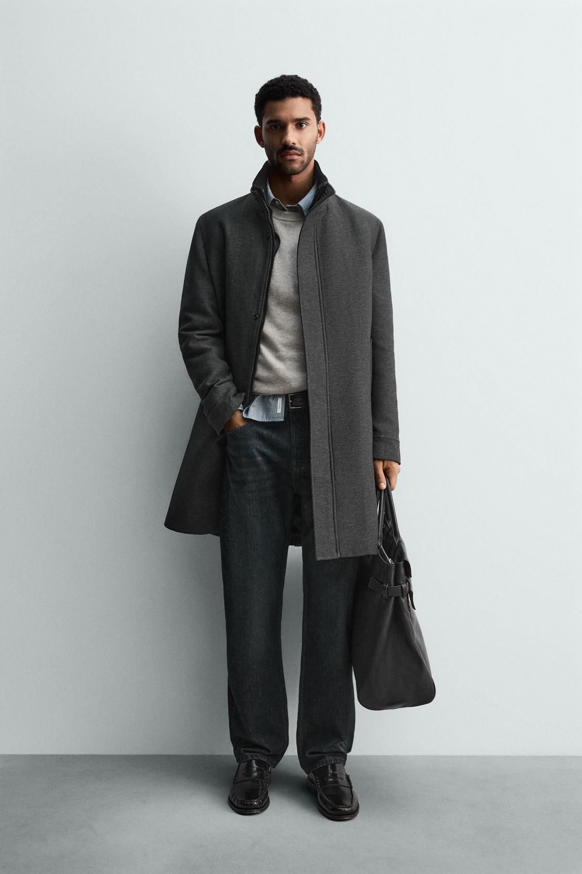자라 테크니컬 하이넥 집업 싱글 코트 9679/602 ANTHRACITE GREY - 상세 이미지 2