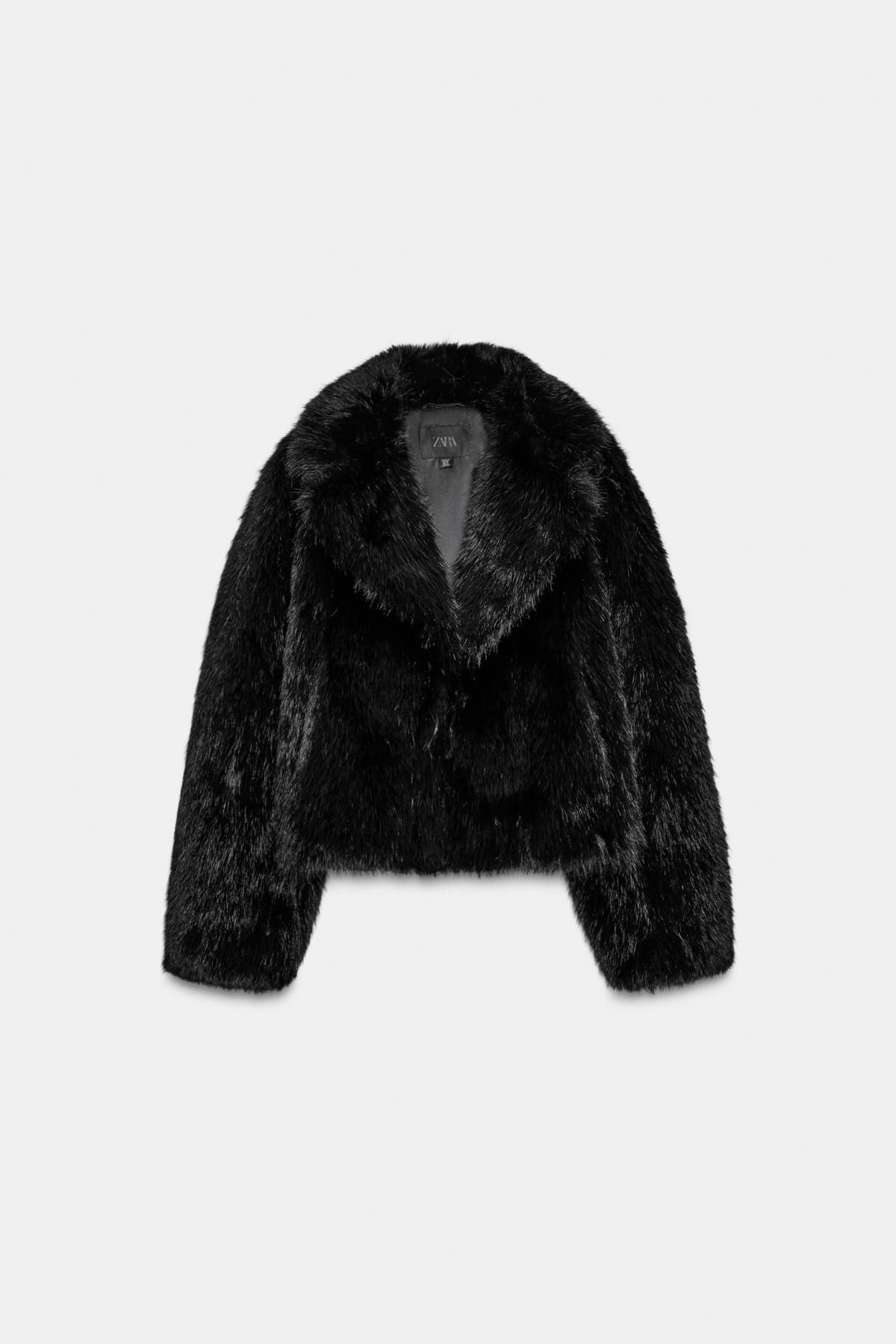 자라 블랙 페이크 퍼 숏 코트 8490/832 BLACK - 상품 이미지